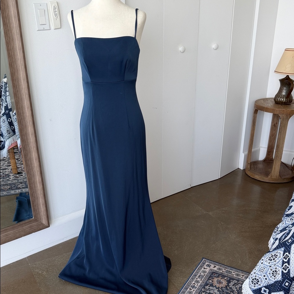 Navy Spaghetti-Strap Maxi Dress